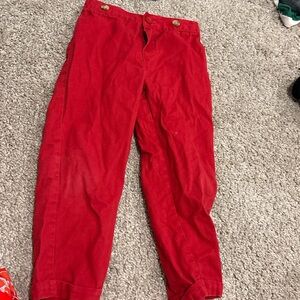 Kids Red Casual Corduroy Pants